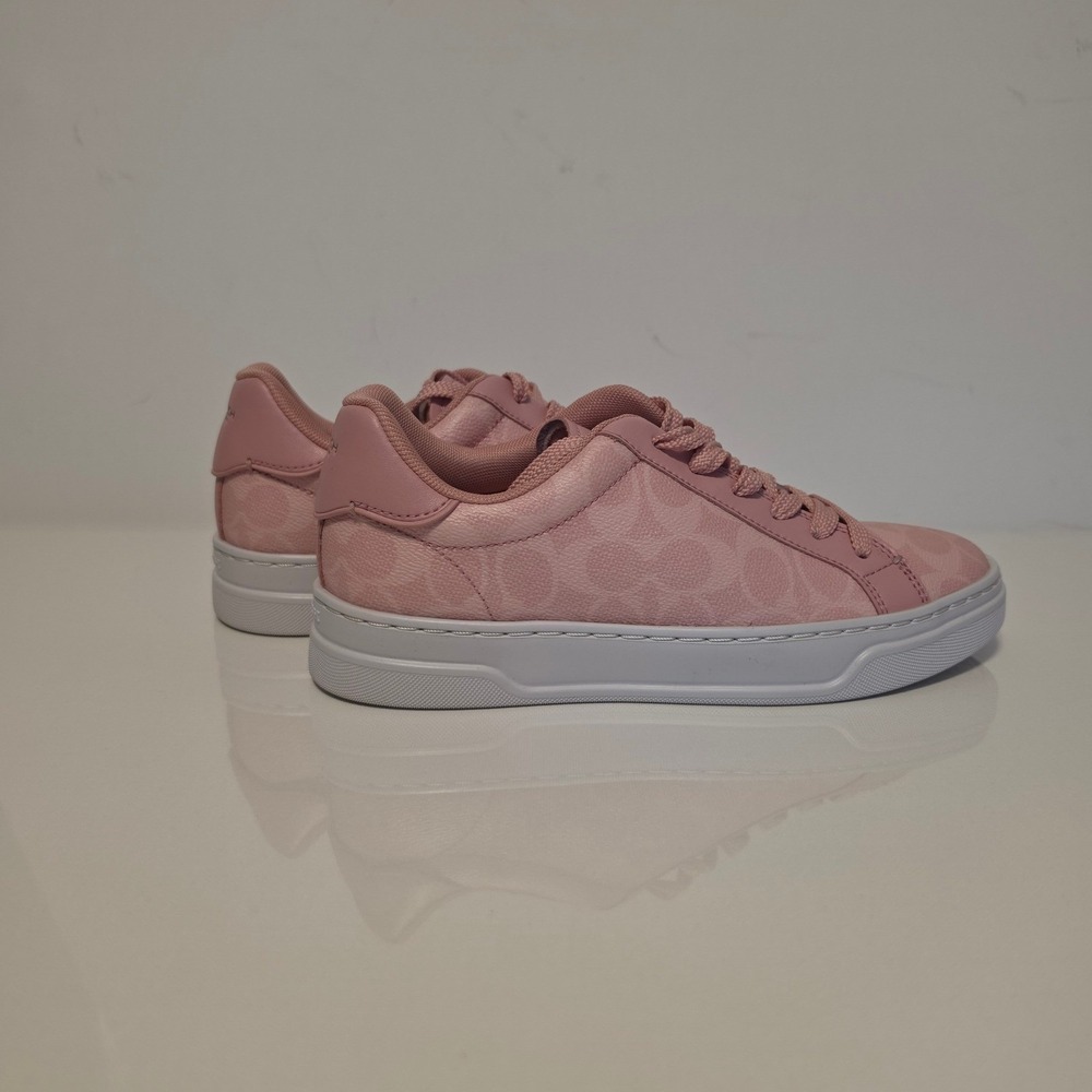 Coach Signature Monogram High Line Pink Multi Low Top Sneakers CBT39 Size 7B